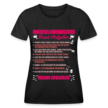 JGA Aufgaben Braut Junggesellinnen Checkliste - Frauen Funktions-T-Shirt - Schwarz - Vorne - AI Model Female 172 light (172cm)