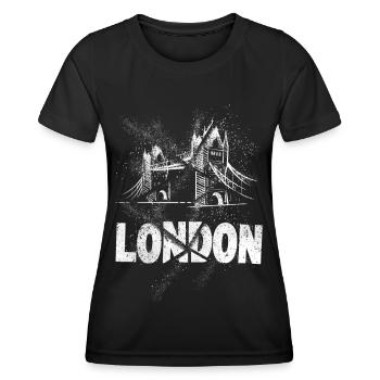 Londres Angleterre Royaume-Uni City Skyline Grunge Splash - T-shirt sport Femme - noir - Devant - AI Model Female 172 light (172cm)