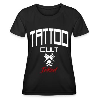 Tattoo Cult Inked Tribal Artist Studio Skull täto - Women's Functional T-Shirt - black - Front - AI Model Female 172 light (172cm)