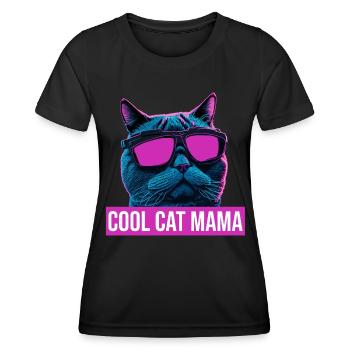 Cooles Katzenmama-Design im futuristischen Stil - Frauen Funktions-T-Shirt - Schwarz - Vorne - AI Model Female 172 light (172cm)