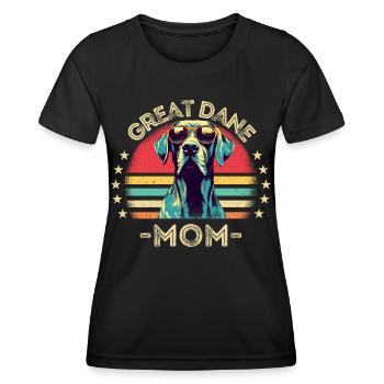 Dogue allemand avec lunettes de soleil rétro - T-shirt sport Femme - noir - Devant - AI Model Female 172 light (172cm)