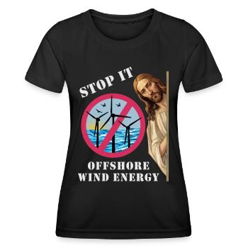 Offshore Windenergie Stopp - Frauen Funktions-T-Shirt - Schwarz - Vorne - AI Model Female 172 light (172cm)