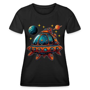 Soucoupe volante de vaisseau spatial imaginative - T-shirt sport Femme - noir - Devant - AI Model Female 172 light (172cm)