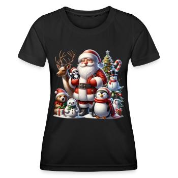 Santa Penguin Snowman Xmas Funny Christmas - Women's Functional T-Shirt - black - Front - AI Model Female 172 light (172cm)