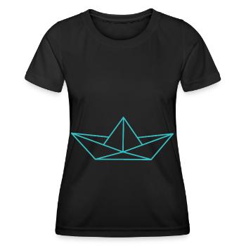 Ligne géométrique du bateau - T-shirt sport Femme - noir - Devant - AI Model Female 172 light (172cm)