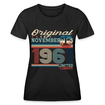 Original November 1961 61st birthday gift - Women's Functional T-Shirt - black - Front - AI Model Female 172 light (172cm)