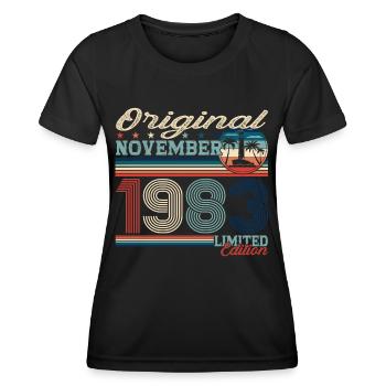 Original November 1983 39th Birthday Gift - Women's Functional T-Shirt - black - Front - AI Model Female 172 light (172cm)