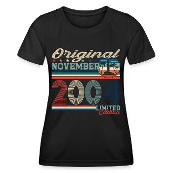 Cadeau original du 18e anniversaire de novembre 2004 - T-shirt sport Femme - noir - Devant - AI Model Female 172 light (172cm)