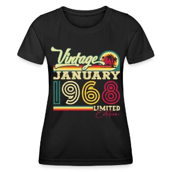Né en 1968 Janvier 55e anniversaire Homme cadeau - T-shirt sport Femme - noir - Devant - AI Model Female 172 light (172cm)