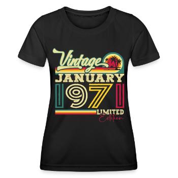 Né en 1971 Janvier 52ème anniversaire Homme cadeau - T-shirt sport Femme - noir - Devant - AI Model Female 172 light (172cm)