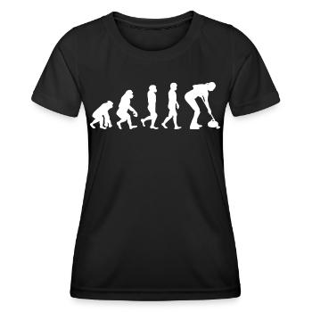 Curling Kehrfächer Winter Eissport Evolution - Frauen Funktions-T-Shirt - Schwarz - Vorne - AI Model Female 172 light (172cm)