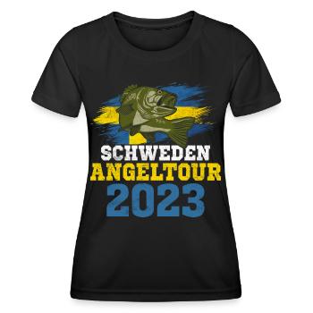 Schweden Angeltour 2023 Schweden Hecht - Frauen Funktions-T-Shirt - Schwarz - Vorne - AI Model Female 172 light (172cm)