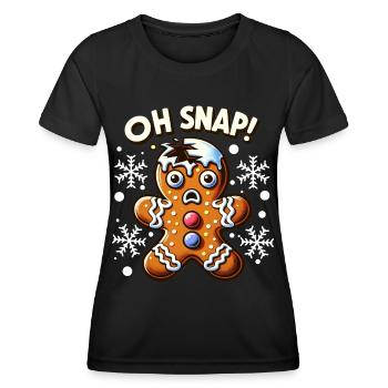 Lustiger Lebkuchenmann ,Bürohumor Weihnachtsfeier - Frauen Funktions-T-Shirt - Schwarz - Vorne - AI Model Female 172 light (172cm)