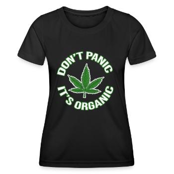 Weed, Chanvre, Feuille, Fumée - Pas de panique, c’est bio - T-shirt sport Femme - noir - Devant - AI Model Female 172 light (172cm)