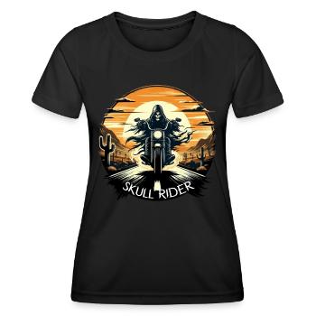 SKULL RIDER: WÜSTENABENTEUER BEI SONNENUNTERGANG - Frauen Funktions-T-Shirt - Schwarz - Vorne - AI Model Female 172 light (172cm)