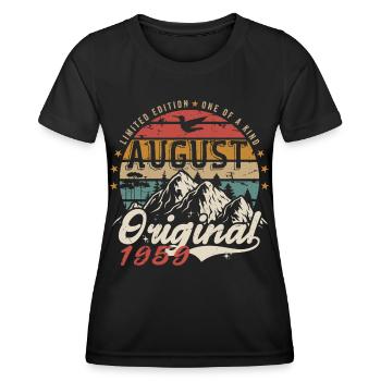 August 1959 - Hergestellt im August 1959 - Jahrgang 1959 - Frauen Funktions-T-Shirt - Schwarz - Vorne - AI Model Female 172 light (172cm)