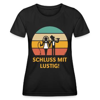Schluss Mit Lustig! (JGA Peitsche Bier Sunset 5C) - Frauen Funktions-T-Shirt - Schwarz - Vorne - AI Model Female 172 light (172cm)