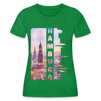 Hamburg Deutschland Stadt Skyline Heimat Liebe - Frauen Funktions-T-Shirt - Kelly Green - Vorne - AI Model Female 172 dark (172cm)