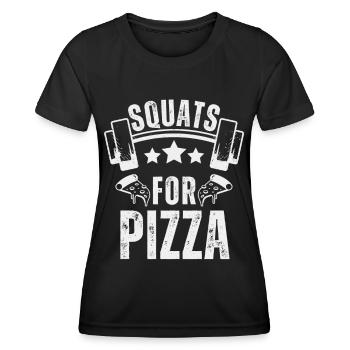 Pizza Musculation Squat Fitness Pizza - T-shirt sport Femme - noir - Devant - AI Model Female 172 light (172cm)