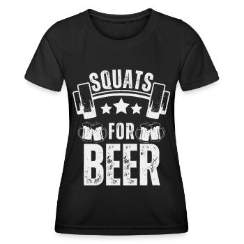 Weight Training Fitness Beer squats for beer - Women's Functional T-Shirt - black - Front - AI Model Female 172 light (172cm)