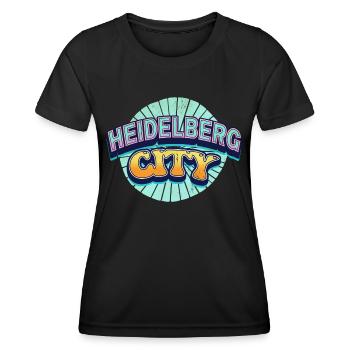 Heidelberg Deutschland Stadt Schrift Pop Art Comic - Frauen Funktions-T-Shirt - Schwarz - Vorne - AI Model Female 172 light (172cm)