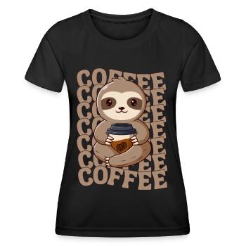 Sloth Coffee Cafe Sloth needs coffee - Women's Functional T-Shirt - black - Front - AI Model Female 172 light (172cm)
