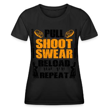 Skeet Sprüche | Wurfscheiben Tontaube Geschenkidee - Frauen Funktions-T-Shirt - Schwarz - Vorne - AI Model Female 172 light (172cm)