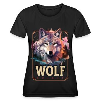 Wolf Wolfskopf Natur Wildnis Abenteuer Wald Kunst - Frauen Funktions-T-Shirt - Schwarz - Vorne - AI Model Female 172 light (172cm)