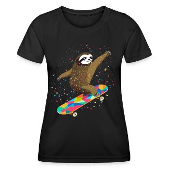 Skateboarding Faultier für Skaters - Frauen Funktions-T-Shirt - Schwarz - Vorne - AI Model Female 172 light (172cm)