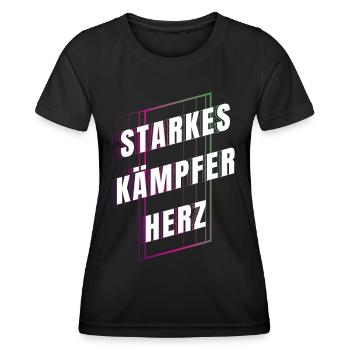 Starkes Kämpferherz - Glücksbringer - Mut machen - Frauen Funktions-T-Shirt - Schwarz - Vorne - AI Model Female 172 light (172cm)