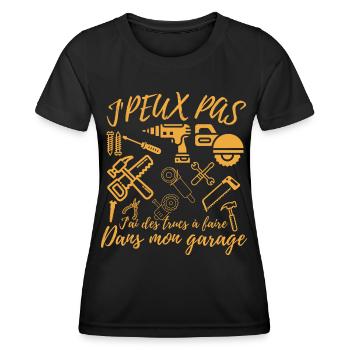 Papa Bricoleur J'Peux Pas Bricoleur, Garage Humour - T-shirt sport Femme - noir - Devant - AI Model Female 172 light (172cm)