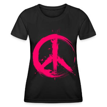 Hippy Peace Symbol Hippie Frieden Freiheit Liebe - Frauen Funktions-T-Shirt - Schwarz - Vorne - AI Model Female 172 light (172cm)