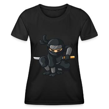 Ninja avec katana - T-shirt sport Femme - noir - Devant - AI Model Female 172 light (172cm)