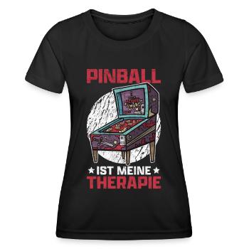 Pinball is my therapy pinball machine saying - Women's Functional T-Shirt - black - Front - AI Model Female 172 light (172cm)