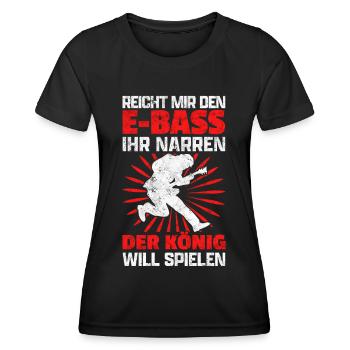 Reicht mir den E-Bass lustiger Bassist Spruch - Frauen Funktions-T-Shirt - Schwarz - Vorne - AI Model Female 172 light (172cm)