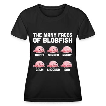 Blobfish many faces ugly fish humor - Women's Functional T-Shirt - black - Front - AI Model Female 172 light (172cm)