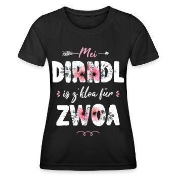 Mei Dirndl is z'kloa für Zwoa Schwangerschaft - Frauen Funktions-T-Shirt - Schwarz - Vorne - AI Model Female 172 light (172cm)