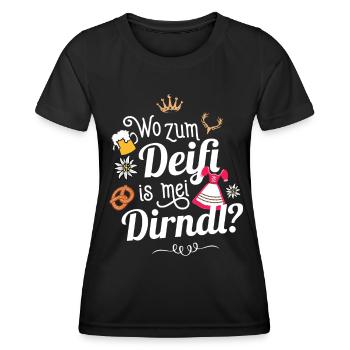 Damen Trachtenshirt Tracht Frauen Deifi Mei Dirndl - Frauen Funktions-T-Shirt - Schwarz - Vorne - AI Model Female 172 light (172cm)