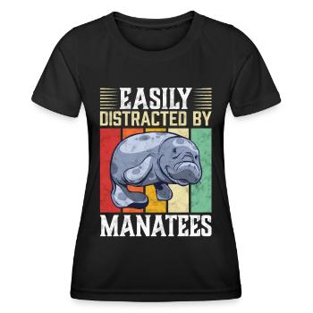 Facile à distraire par les mammifères marins - T-shirt sport Femme - noir - Devant - AI Model Female 172 light (172cm)