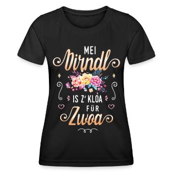 Trachtenshirt Schwangere Mei Dirndl Sprüche Tracht - Frauen Funktions-T-Shirt - Schwarz - Vorne - AI Model Female 172 light (172cm)
