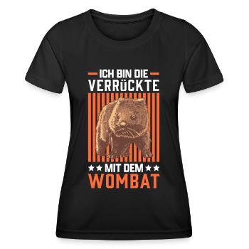 Verrückte mit Wombat Beuteltier Australien Reise - Frauen Funktions-T-Shirt - Schwarz - Vorne - AI Model Female 172 light (172cm)