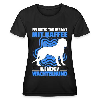 Deutscher Wachtelhund Kaffee Jagdhund Spruch - Frauen Funktions-T-Shirt - Schwarz - Vorne - AI Model Female 172 light (172cm)