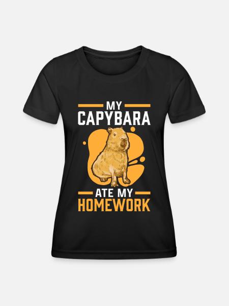 Capybara homework eaten capybara - Women's Functional T-Shirt - black