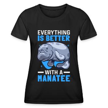 Alles ist besser mit Seekühen Manati Seekuh - Frauen Funktions-T-Shirt - Schwarz - Vorne - AI Model Female 172 light (172cm)