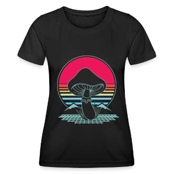 Mushroom Hunter Retro 80s Style Fungi - T-shirt sport Femme - noir - Devant - AI Model Female 172 light (172cm)