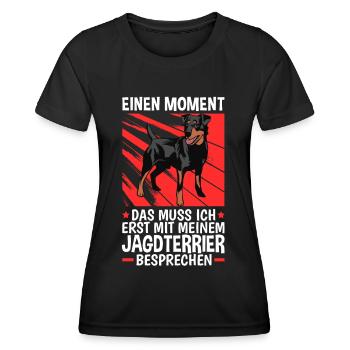 Mit Jagdterrier besprechen Deutscher Jagdterrier - Frauen Funktions-T-Shirt - Schwarz - Vorne - AI Model Female 172 light (172cm)