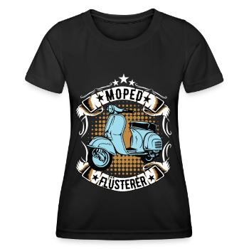moped mofa roller mopedfahrer mofafahrer oldtimer - Frauen Funktions-T-Shirt - Schwarz - Vorne - AI Model Female 172 light (172cm)
