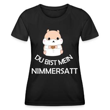 Nimmersatt - Frauen Funktions-T-Shirt - Schwarz - Vorne - AI Model Female 172 light (172cm)