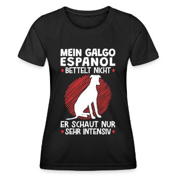 Galgo Espanol schaut sehr intensiv Windhund - Frauen Funktions-T-Shirt - Schwarz - Vorne - AI Model Female 172 light (172cm)