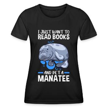 Reading books and petting manatee marine mammals - Women's Functional T-Shirt - black - Front - AI Model Female 172 light (172cm)